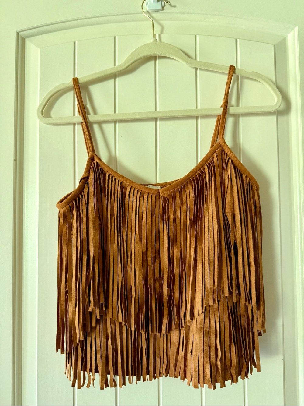 Blue Rain Brown Fringe Spaghetti Strap Camisole NWT